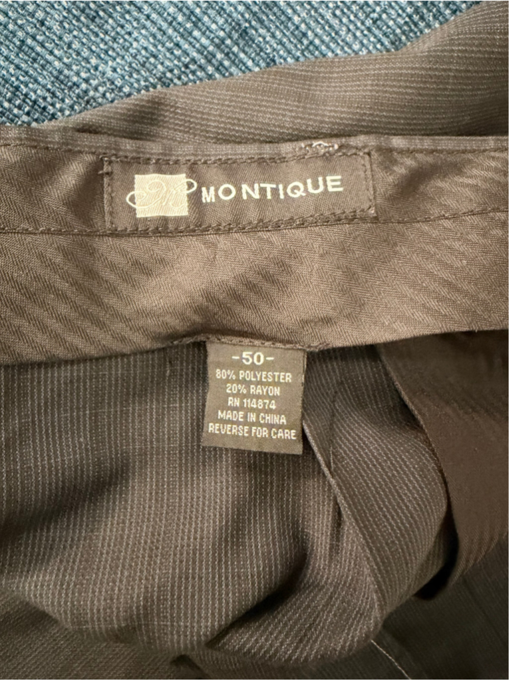 Montique Black Two Piece Set with White Stitching, Size 50R - Picture 4 of 16